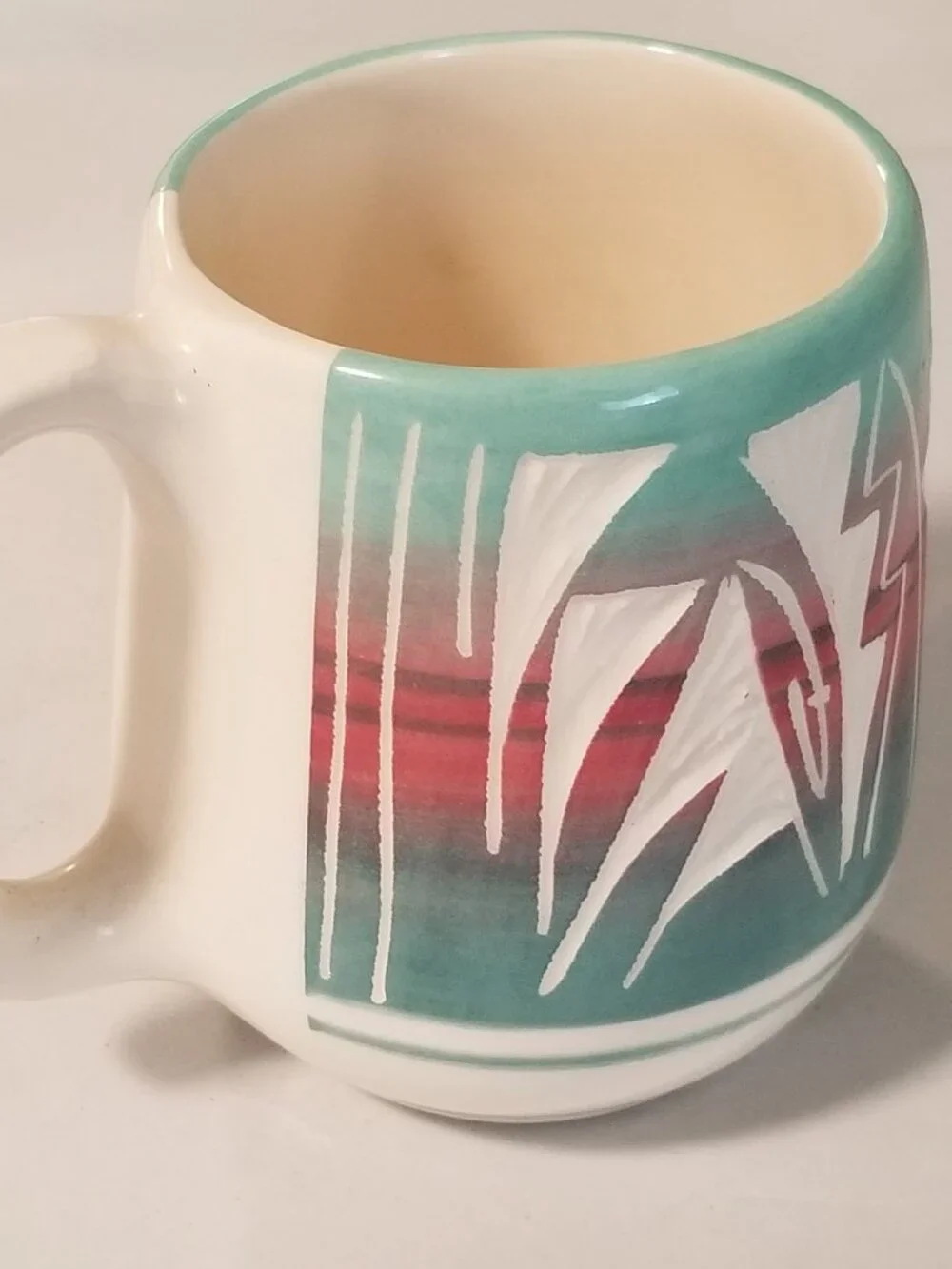 Native American Etched Pottery Mug - Signed by Artist Rockwell: USA - 4